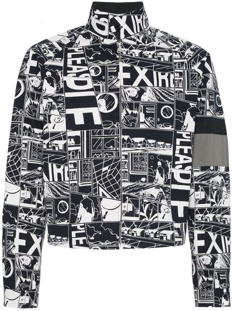 prada 2018s s comic-print stand-collar jacket|Prada 2018 Comic.